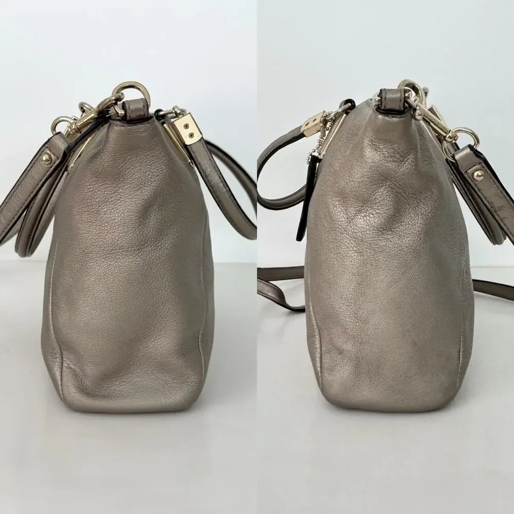 Coach Kelsey Metallic Pebble Leather Crossbody Satchel Bag F34493